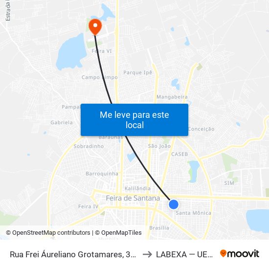 Rua Frei Áureliano Grotamares, 310 to LABEXA — UEFS map