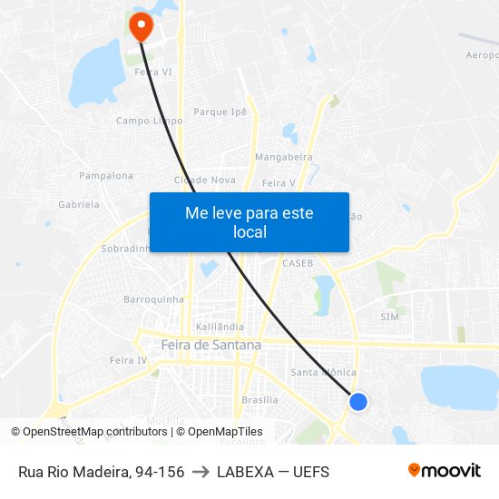 Rua Rio Madeira, 94-156 to LABEXA — UEFS map