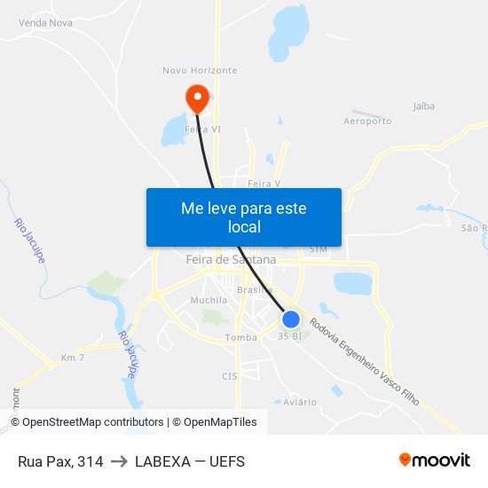 Rua Pax, 314 to LABEXA — UEFS map