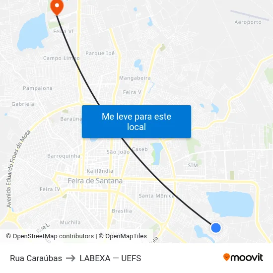 Rua Caraúbas to LABEXA — UEFS map