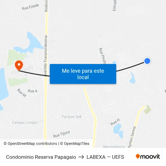 Condominio Reserva Papagaio to LABEXA — UEFS map
