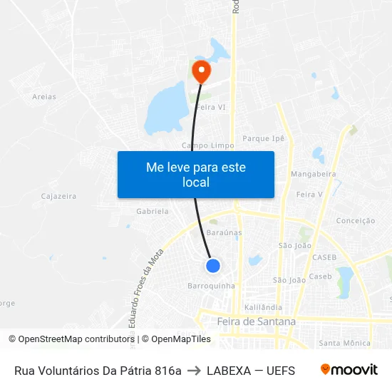 Rua Voluntários Da Pátria 816a to LABEXA — UEFS map