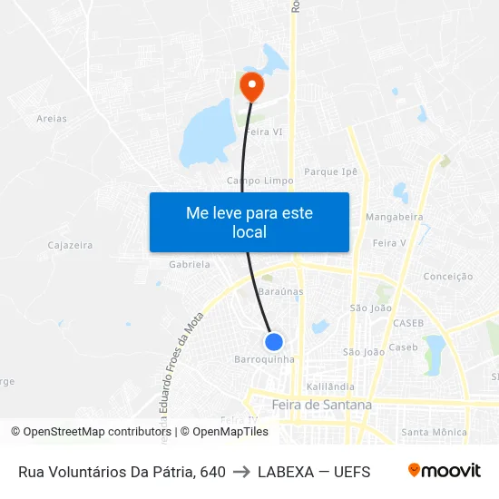 Rua Voluntários Da Pátria, 640 to LABEXA — UEFS map