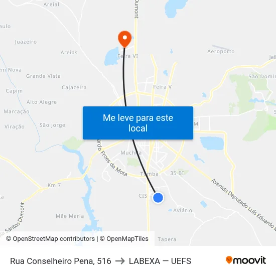 Rua Conselheiro Pena, 516 to LABEXA — UEFS map