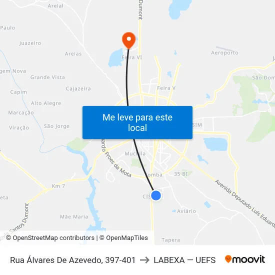 Rua Álvares De Azevedo, 397-401 to LABEXA — UEFS map