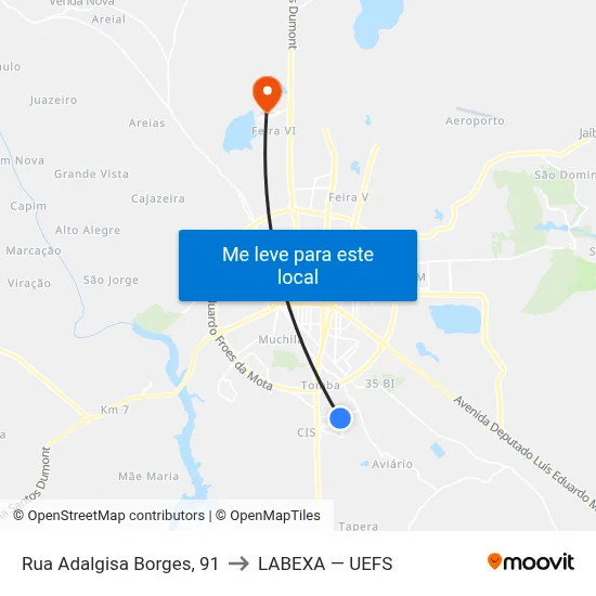 Rua Adalgisa Borges, 91 to LABEXA — UEFS map