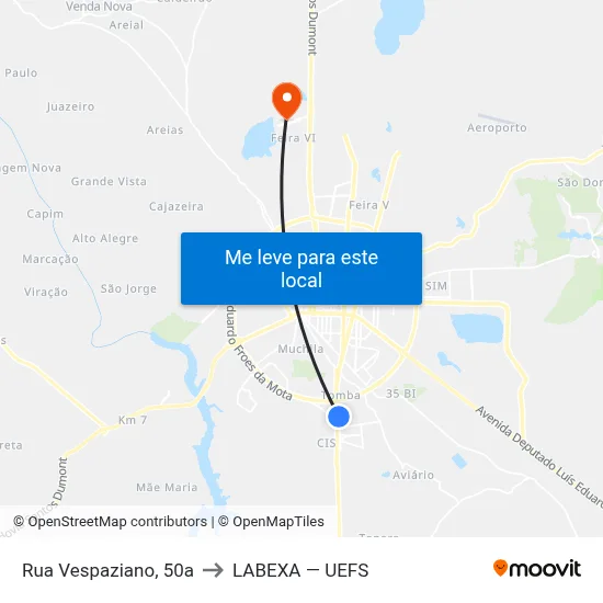 Rua Vespaziano, 50a to LABEXA — UEFS map