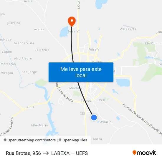 Rua Brotas, 956 to LABEXA — UEFS map