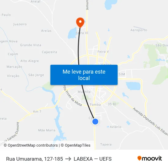 Rua Umuarama, 127-185 to LABEXA — UEFS map