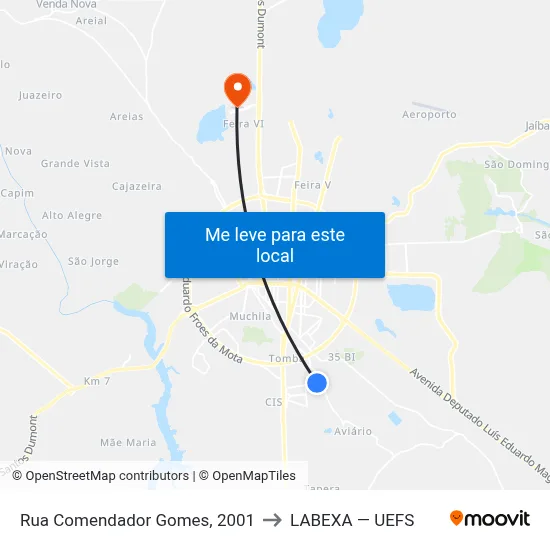 Rua Comendador Gomes, 2001 to LABEXA — UEFS map