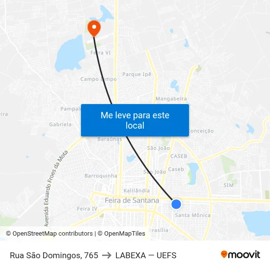 Rua São Domingos, 765 to LABEXA — UEFS map