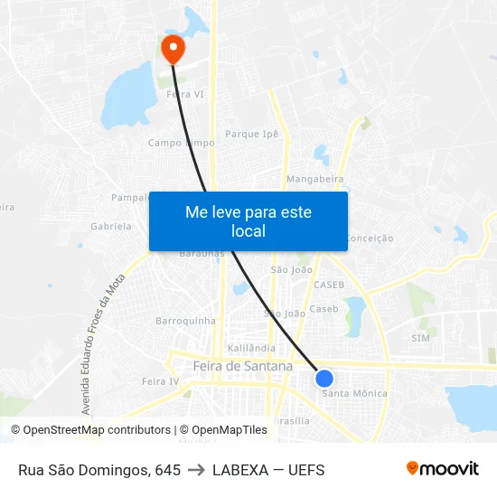 Rua São Domingos, 645 to LABEXA — UEFS map