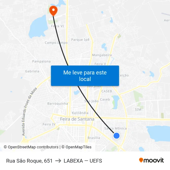 Rua São Roque, 651 to LABEXA — UEFS map