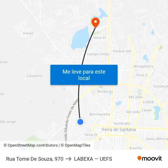 Rua Tome De Souza, 970 to LABEXA — UEFS map