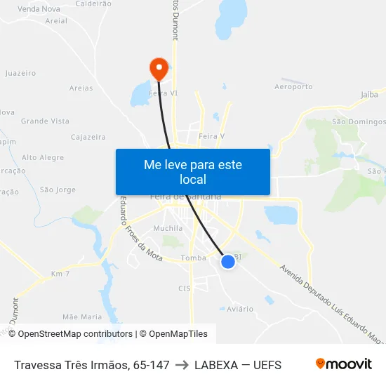 Travessa Três Irmãos, 65-147 to LABEXA — UEFS map