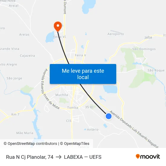 Rua N Cj Planolar, 74 to LABEXA — UEFS map