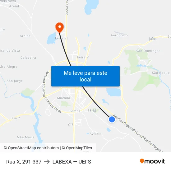 Rua X, 291-337 to LABEXA — UEFS map