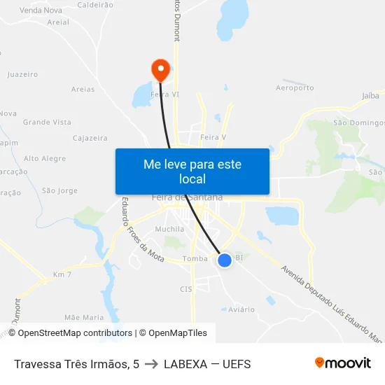 Travessa Três Irmãos, 5 to LABEXA — UEFS map