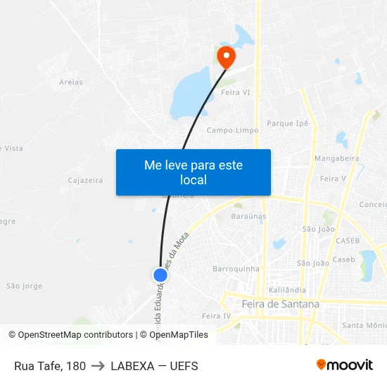 Rua Tafe, 180 to LABEXA — UEFS map