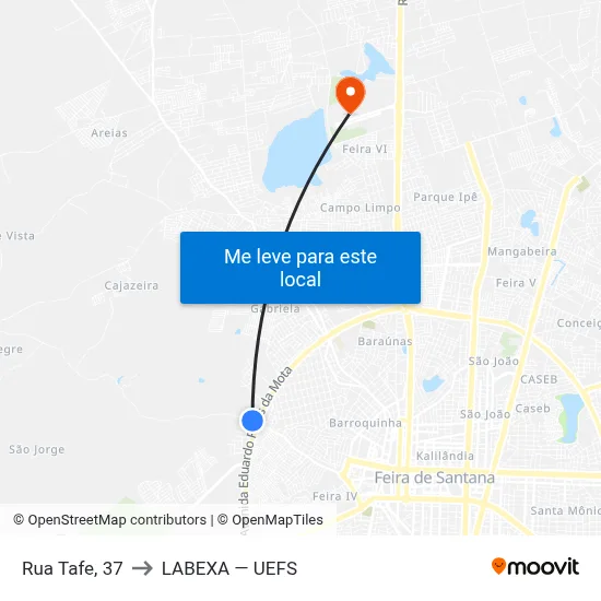 Rua Tafe, 37 to LABEXA — UEFS map