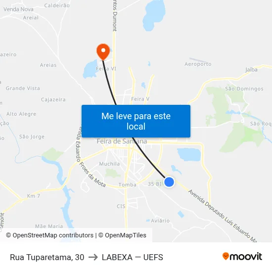 Rua Tuparetama, 30 to LABEXA — UEFS map