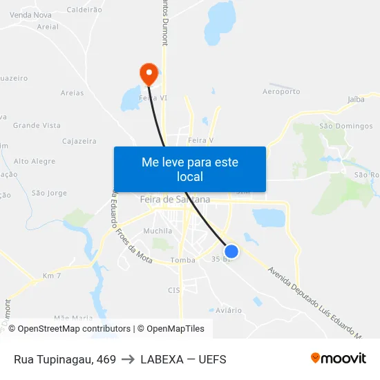Rua Tupinagau, 469 to LABEXA — UEFS map