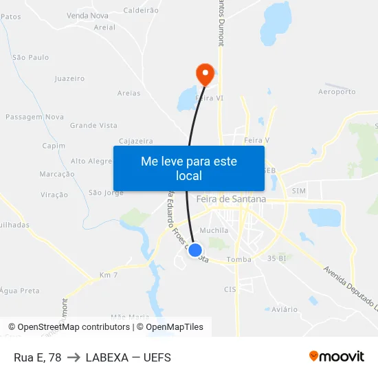 Rua E, 78 to LABEXA — UEFS map