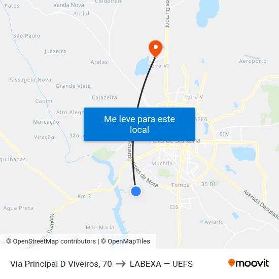 Via Principal D Viveiros, 70 to LABEXA — UEFS map