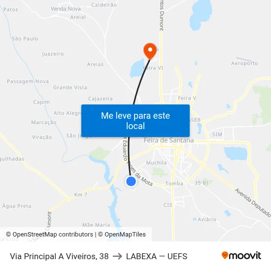 Via Principal A Viveiros, 38 to LABEXA — UEFS map