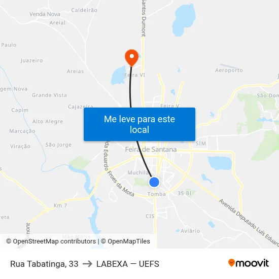 Rua Tabatinga, 33 to LABEXA — UEFS map