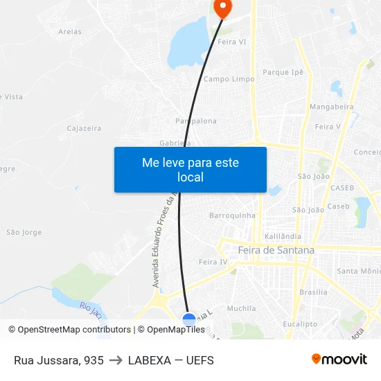 Rua Jussara, 935 to LABEXA — UEFS map