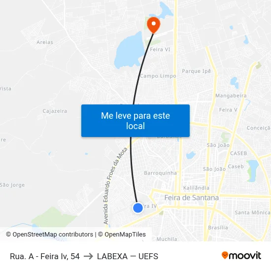 Rua. A - Feira Iv, 54 to LABEXA — UEFS map
