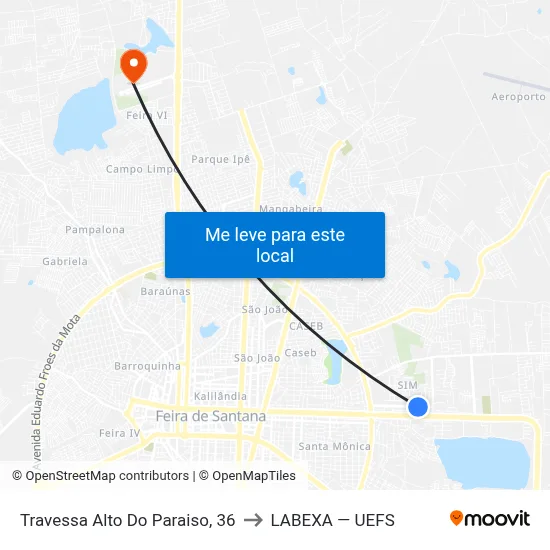 Travessa Alto Do Paraiso, 36 to LABEXA — UEFS map