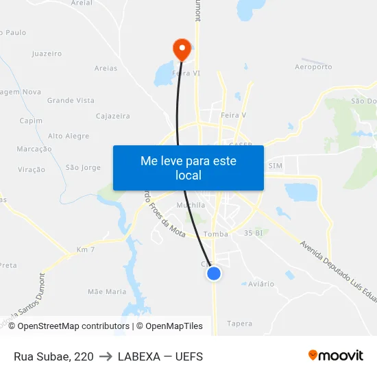 Rua Subae, 220 to LABEXA — UEFS map