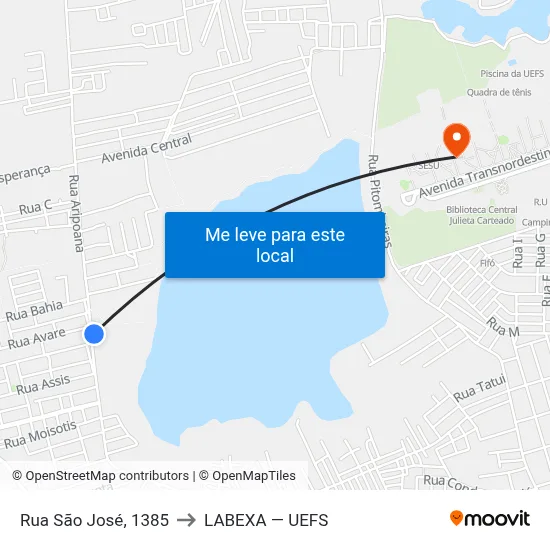 Rua São José, 1385 to LABEXA — UEFS map