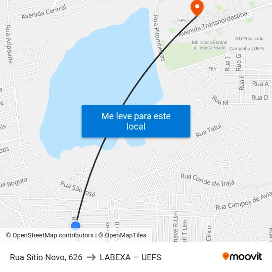 Rua Sítio Novo, 626 to LABEXA — UEFS map