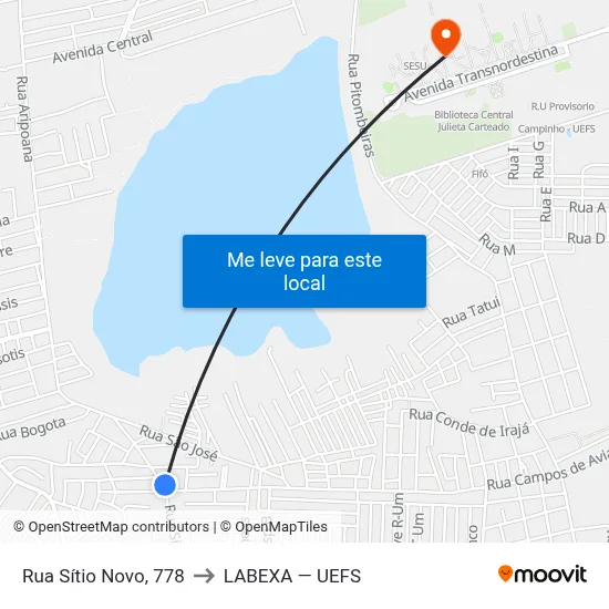 Rua Sítio Novo, 778 to LABEXA — UEFS map