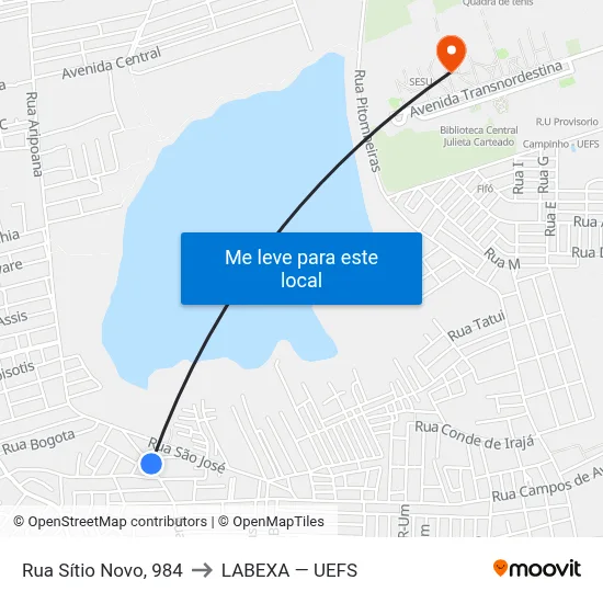 Rua Sítio Novo, 984 to LABEXA — UEFS map