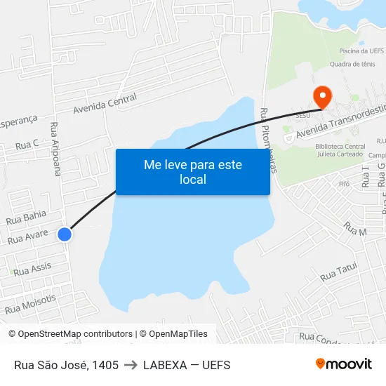 Rua São José, 1405 to LABEXA — UEFS map