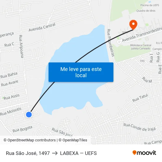 Rua São José, 1497 to LABEXA — UEFS map