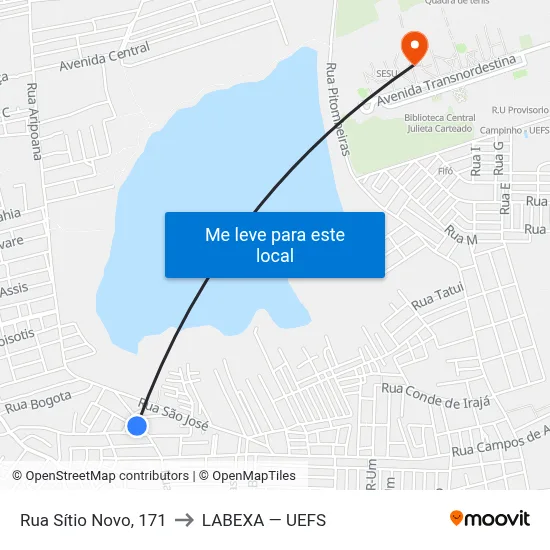 Rua Sítio Novo, 171 to LABEXA — UEFS map