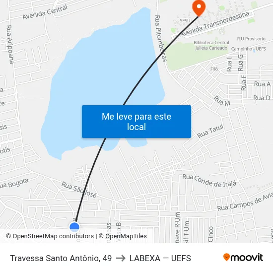 Travessa Santo Antônio, 49 to LABEXA — UEFS map