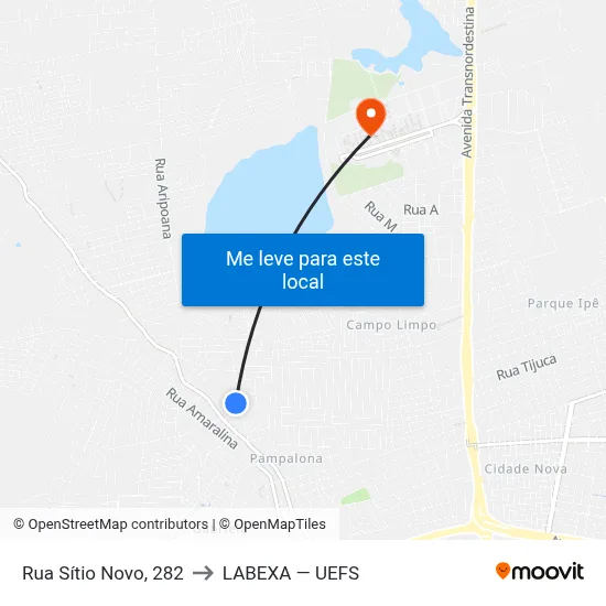 Rua Sítio Novo, 282 to LABEXA — UEFS map