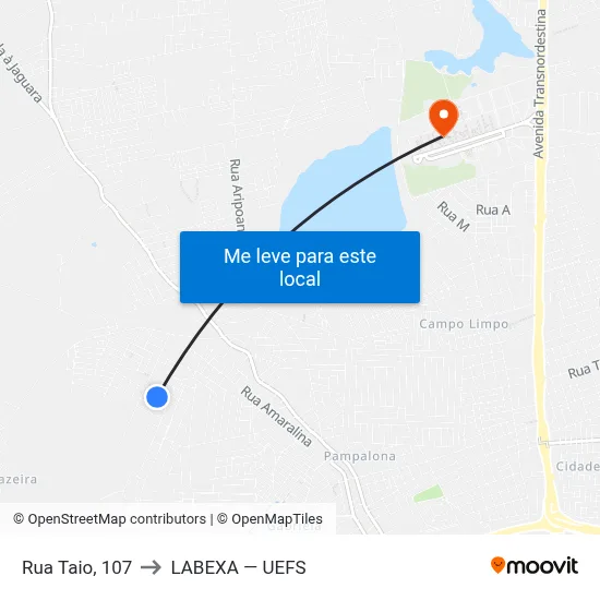 Rua Taio, 107 to LABEXA — UEFS map