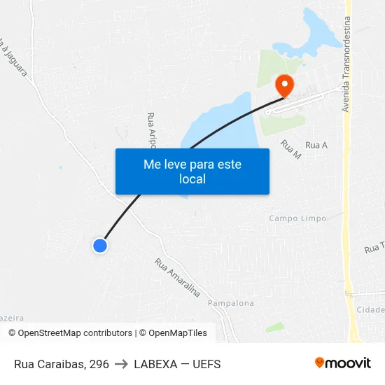 Rua Caraibas, 296 to LABEXA — UEFS map
