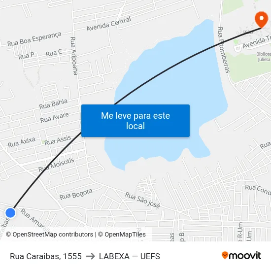 Rua Caraibas, 1555 to LABEXA — UEFS map