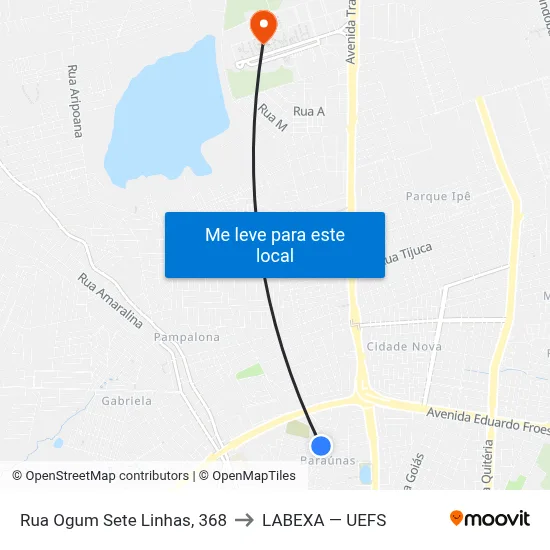 Rua Ogum Sete Linhas, 368 to LABEXA — UEFS map