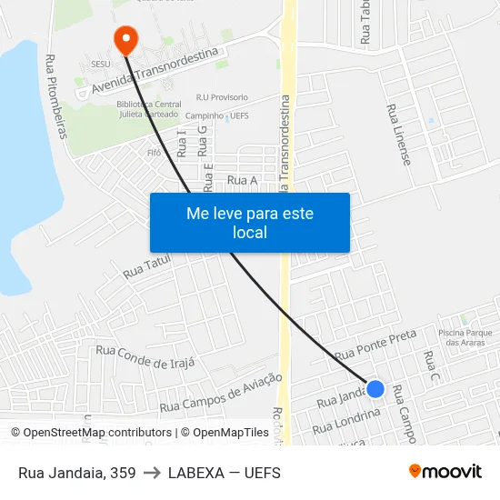 Rua Jandaia, 359 to LABEXA — UEFS map
