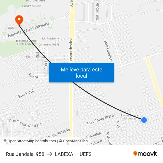 Rua Jandaia, 958 to LABEXA — UEFS map
