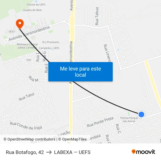 Rua Botafogo, 42 to LABEXA — UEFS map